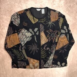 Vintage 90s Laura Ashley Patchwork Jacket Embroidered Multicolor Zip Up Grunge